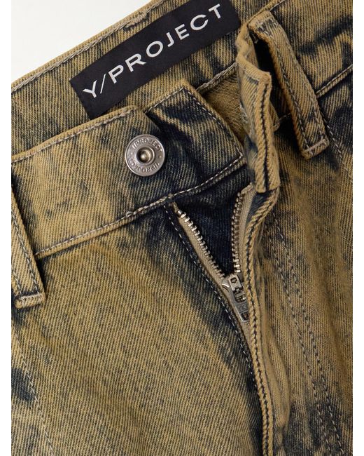 y/project layered denim jeans Y. Project Evergreen Layered Ruffled High-Rise Wide-Leg Organic