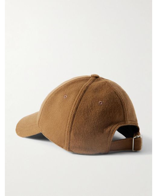 Saint Laurent Brown Baseballkappe Aus Gebürstetem Kaschmir Mit Stickerei