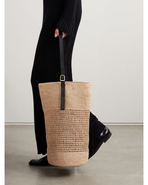 Khaite Natural Billie Beuteltasche Aus Raffiabast Mit Lederbesätzen