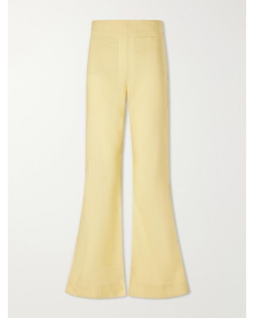 Alix Of Bohemia Yellow Farah Sunlight Wool And Linen-Blend Flared Pants