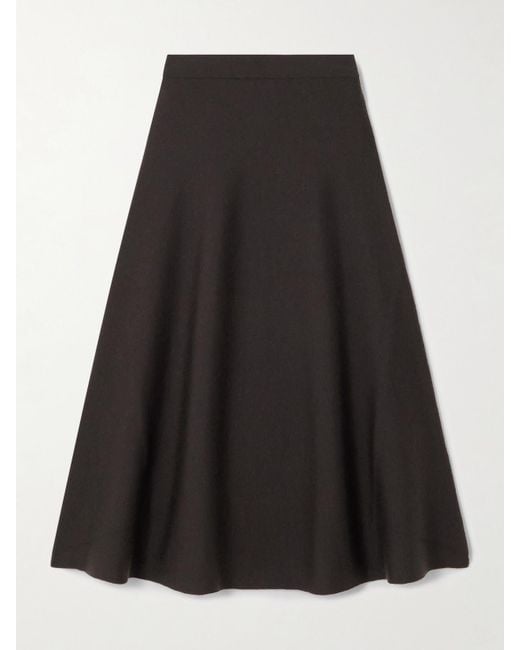 Gabriela Hearst Black Freddie Wool, Silk And Cashmere-Blend Midi Skirt