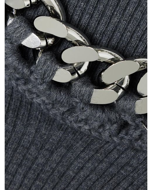 Stella McCartney Falabella Chain-Embellished Ribbed Wool-Blend