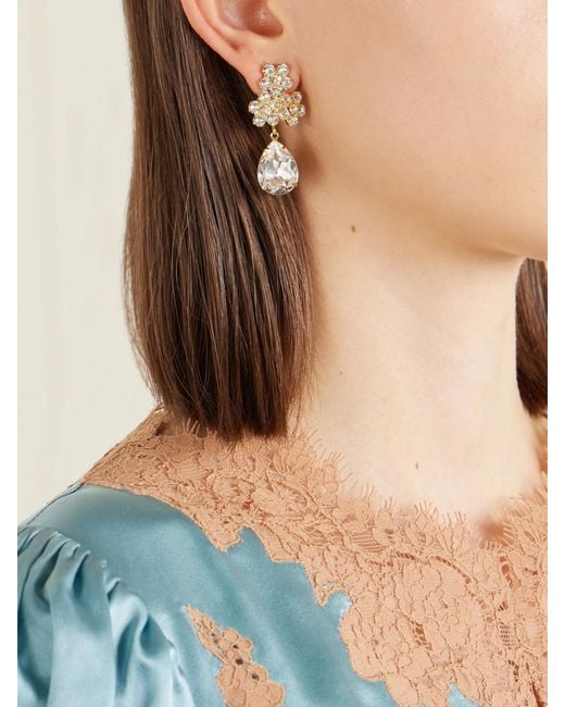 Jennifer Behr White Lauretta-Tone Crystal Earrings