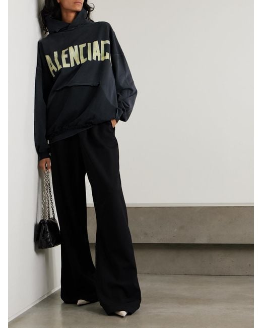 Sweat À Capuche Oversize En Jersey De Coton Imprimé Effet Vieilli Balenciaga en coloris Black