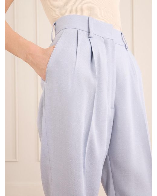 Blazé Milano White Vezon Pleated Tapered Woven Pants