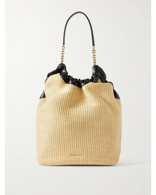 DeMellier London The Miami LeatherTrimmed Raffia Tote in Natural Lyst