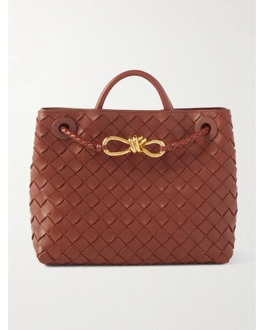 Bottega Veneta Brown Andiamo Small Intrecciato Leather Tote
