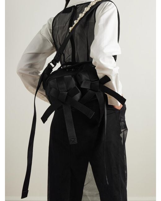 Simone Rocha Black Bow And Pearl-Like Embellished Shell Belt Bag