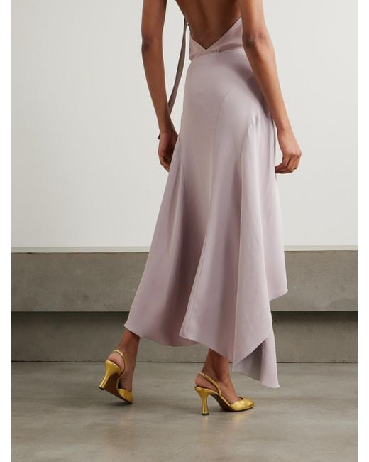 Victoria Beckham Pink Paneled Asymmetric Crepe Midi Skirt