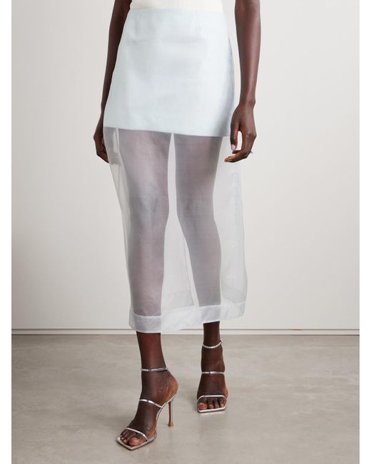 Jupe Midi En Organza De Soie À Superposition Crush Zimmermann en coloris Blue