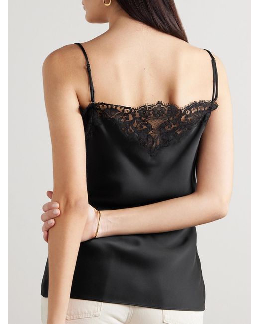 Stella McCartney Black Lace-Trimmed Satin Camisole