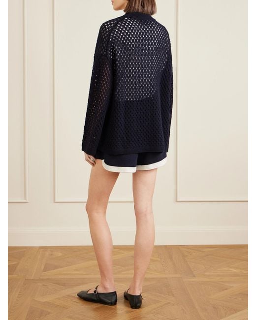 Allude Blue Open-Knit Wool And Cashmere-Blend Overshirt