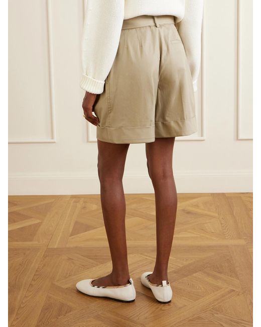 Burberry Natural Belted Cotton-Gabardine Shorts