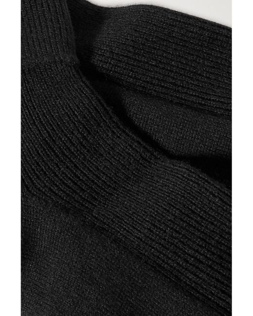 Johnstons Black Ribbed Cashmere-Blend Socks