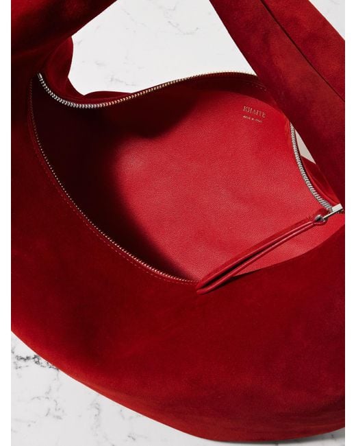 Khaite Red Olivia Mittelgroße Tote Aus Veloursleder
