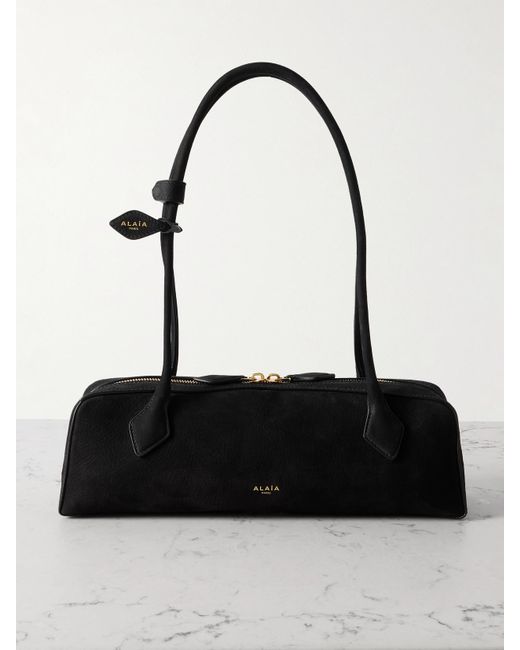 Alaïa Black Le Teckel Mittelgroße Schultertasche Aus Nubukleder