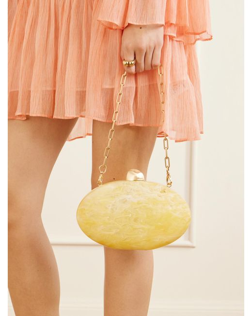 Cult Gaia Yellow Eviana Marble-Effect Clutch