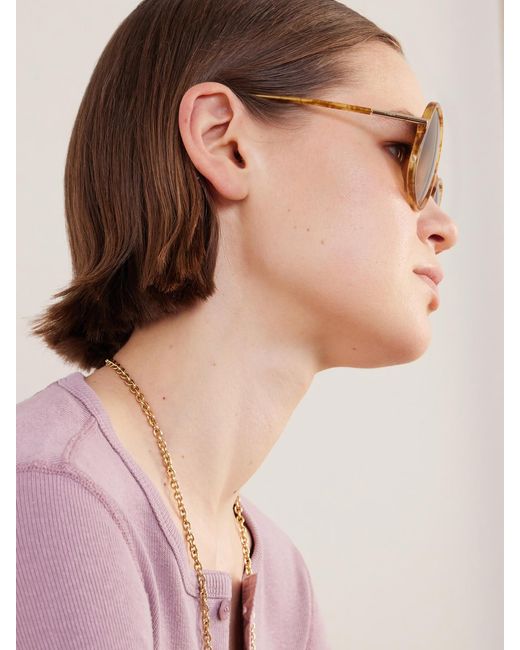 Chloé Brown Rounded-Frame Acetate Sunglasses