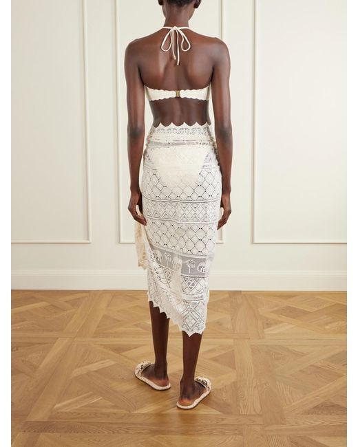 Zimmermann White Crocheted Cotton Pareo