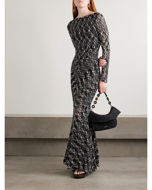 Missoni Gray Metallic Crochet-Knit Maxi Dress