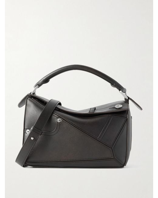 Loewe Black Puzzle Panta Small Textured-Leather Shoulder Bag