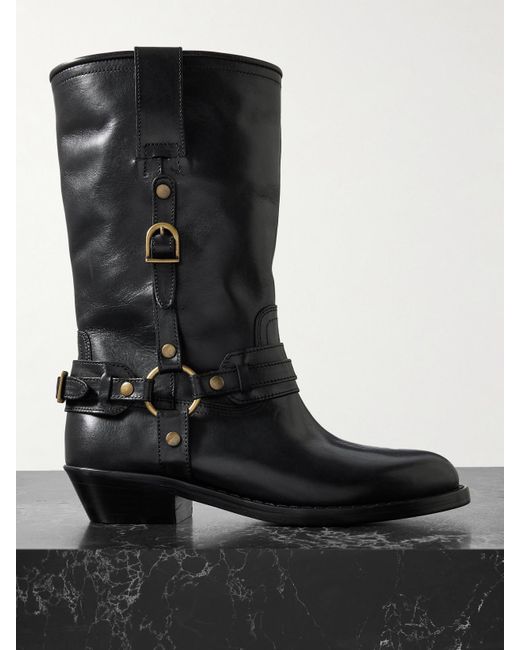 Isabel Marant Black Heiko Lederstiefel Mit Schnallen
