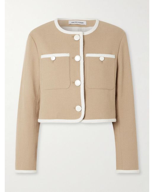 Veronica Beard Natural Beale Jacke Aus Tweed Aus Einer Baumwollmischung