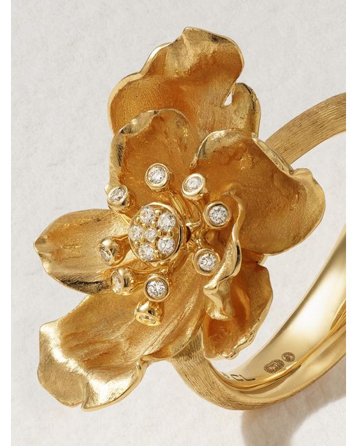 Bague En Or 18 Carats (750/1000) Et Diamants Wild Rose Ole Lynggaard Copenhagen en coloris White