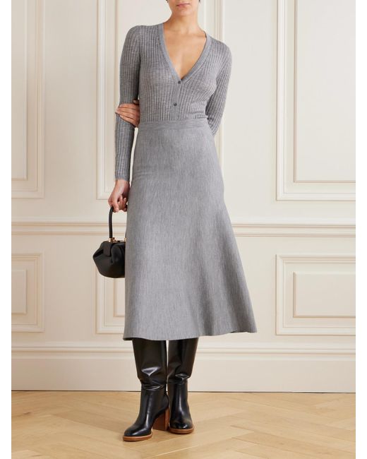 Gabriela Hearst Gray Emma Pointelle-Knit Cashmere And Silk-Blend Cardigan