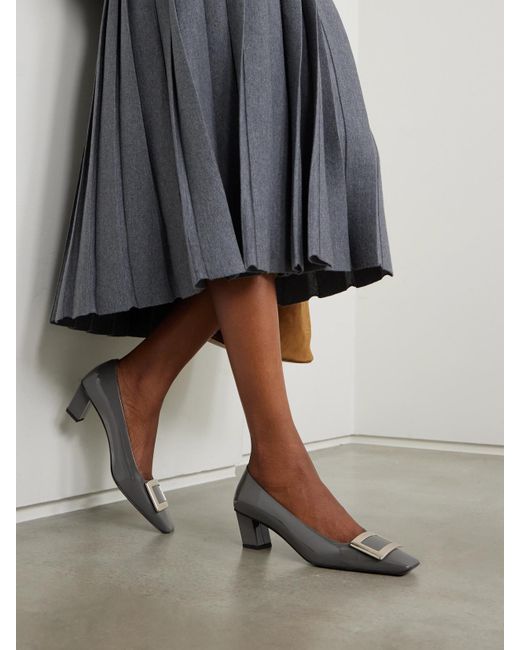 Roger Vivier Gray Belle Vivier 45 Patent-Leather Pumps