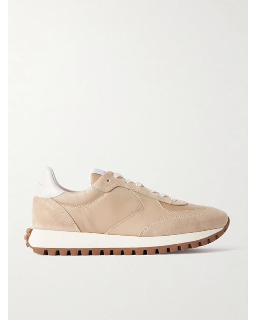 Gianvito Rossi Natural Gravel Suede, Leather And Shell Sneakers
