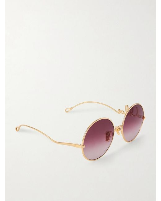 Chloé Pink Iconic Round-Frame-Tone Sunglasses