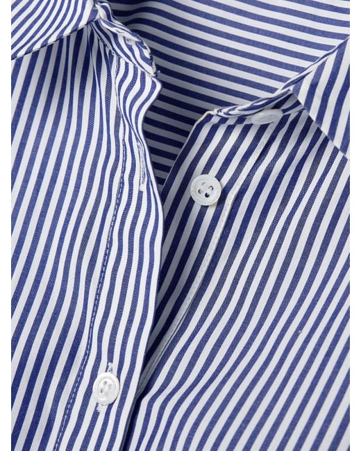 Carolina Herrera Blue Hemd Aus Gestreifter Baumwollpopeline Mit Besätzen Aus Guipure-Spitze Und Volants