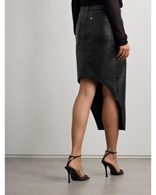 Givenchy Black Leather Midi Skirt