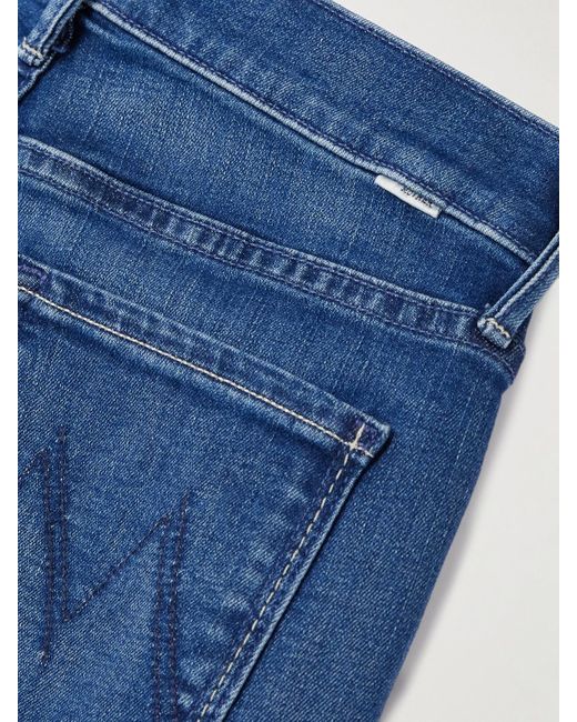 Mother Blue The Dazzler Ankle Frayed Mid-Rise Slim-Leg Jeans