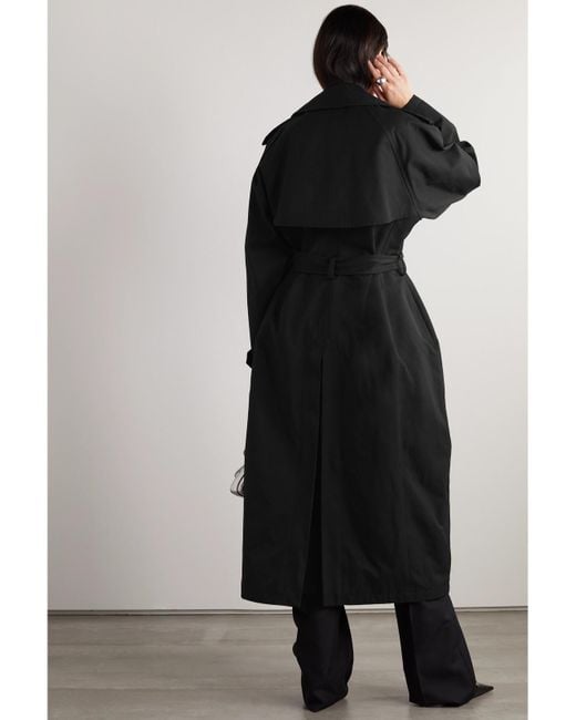Balenciaga Black Hourglass Oversized Double-Breasted Wool And Cotton-Blend Trench Coat