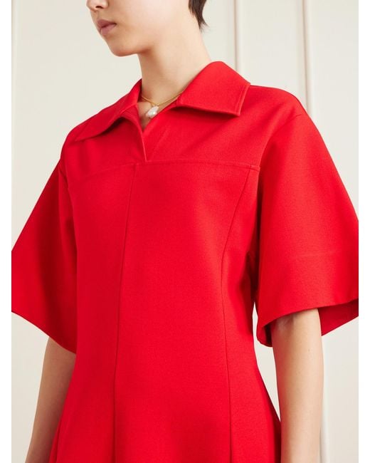 Jil Sander Red Paneled Crepe Midi Dress