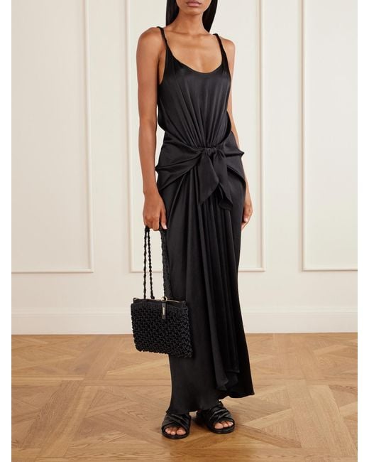 J.W. Anderson Black Tie-Detailed Crinkled-Silk Maxi Dress