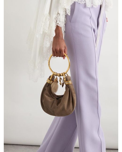 Sac À Main En Daim À Finitions En Cuir Bracelet Small Chloé en coloris Natural