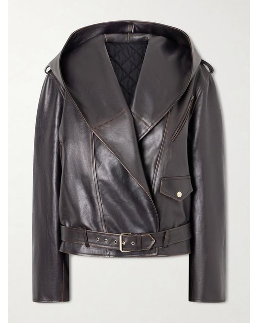 Alaïa Black Belted Leather Biker Jacket