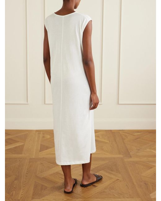 Totême White Tie-Detailed Cotton Midi Dress