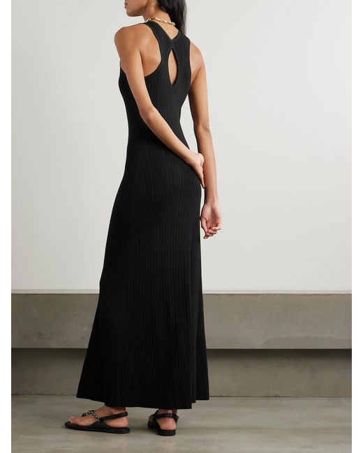 Joseph Black Cutout Ribbed-Knit Maxi Dress
