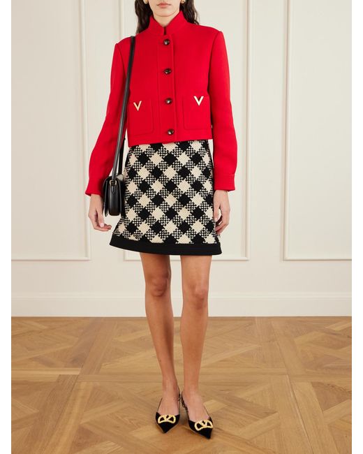 Valentino Garavani Red Embellished Wool And Silk-Blend Drill Jacket