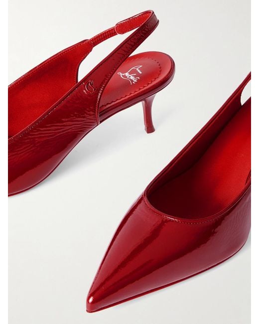 Christian Louboutin Red Sporty Kate 55 Slingback-Pumps Aus Lackleder