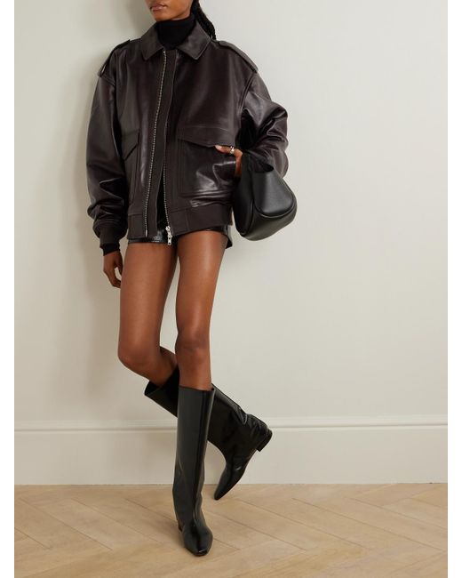 Frankie Shop Black Viper Oversized-Jacke Aus Leder