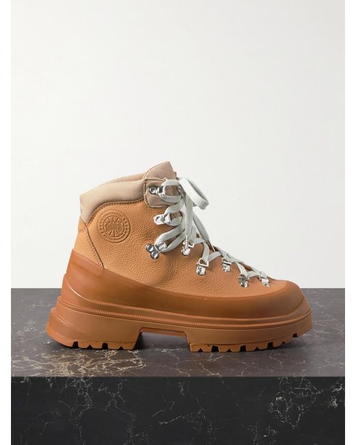 Canada Goose Brown Journey Suede-trimmed Textured-leather Ankle Boots