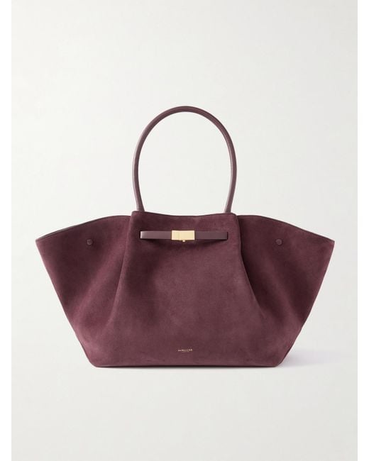 DeMellier London Purple New York Large Leather-Trimmed Suede Tote