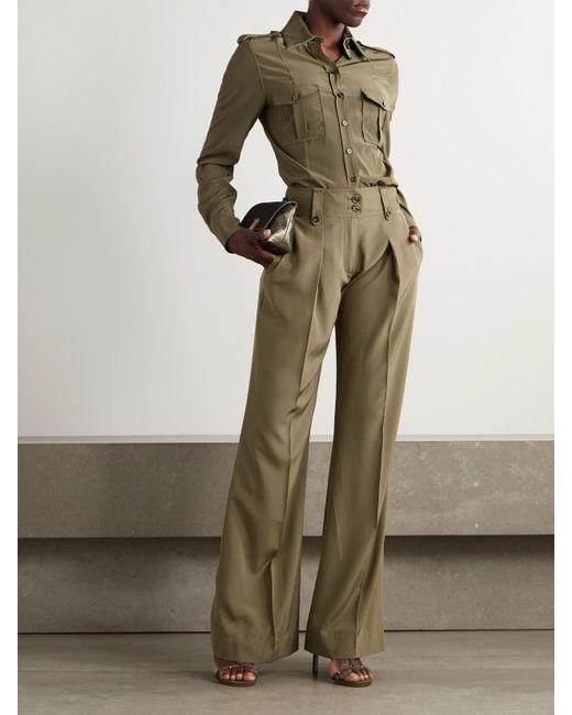 Tom Ford Green Silk Crepe De Chine Shirt