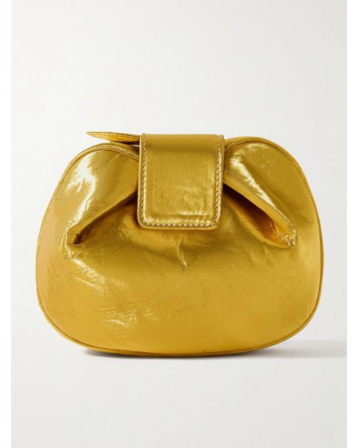 Gabriela Hearst Yellow Soft Demi Clutch Aus Lamé