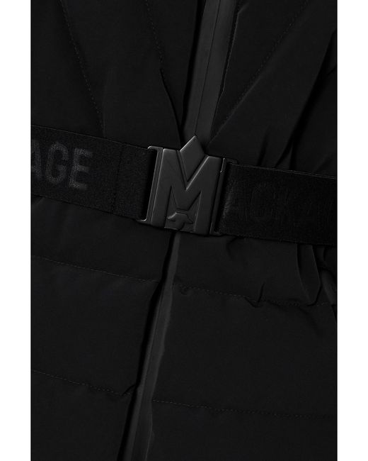 Mackage Black Net Sustain Elita Hooded Belted Quilted Down Ski Jacket